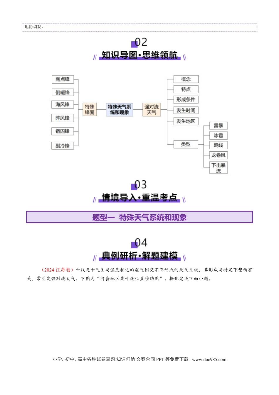 高中地理 微专题  特殊天气系统和现象（解析版）.docx