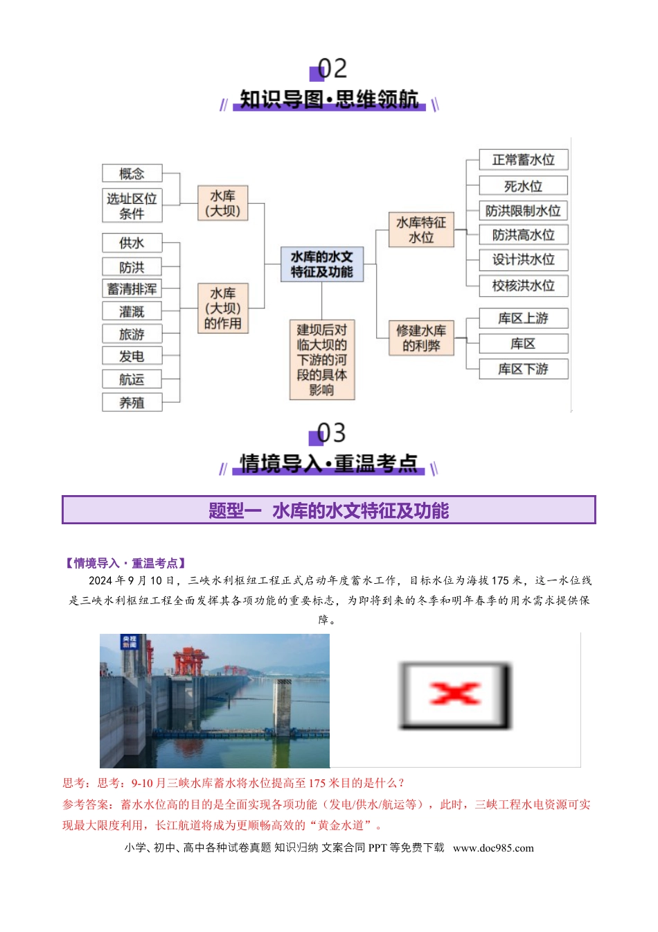 高中地理 微专题  水库的水文特征及功能（解析版）.docx