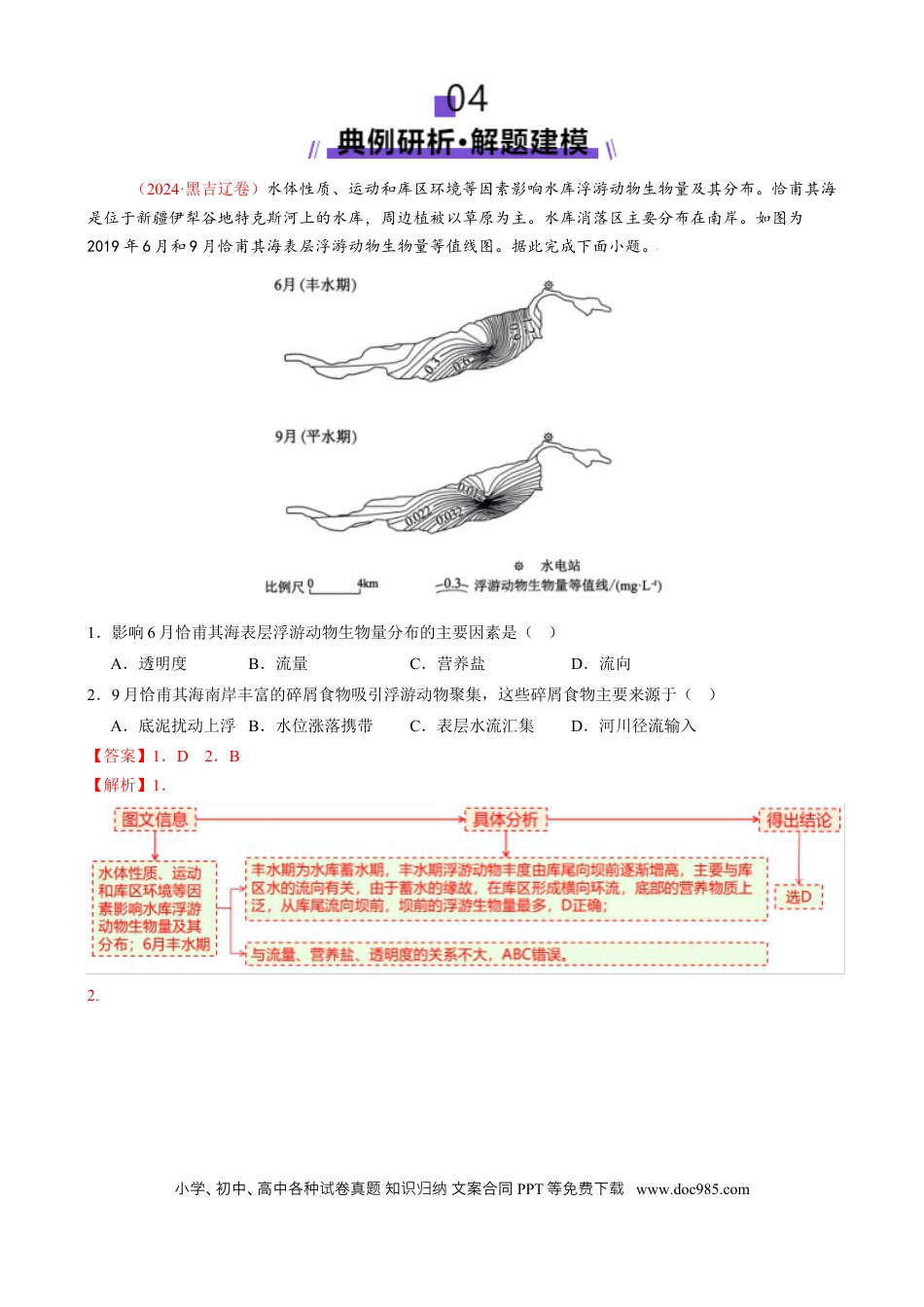 高中地理 微专题  水库的水文特征及功能（解析版）.docx
