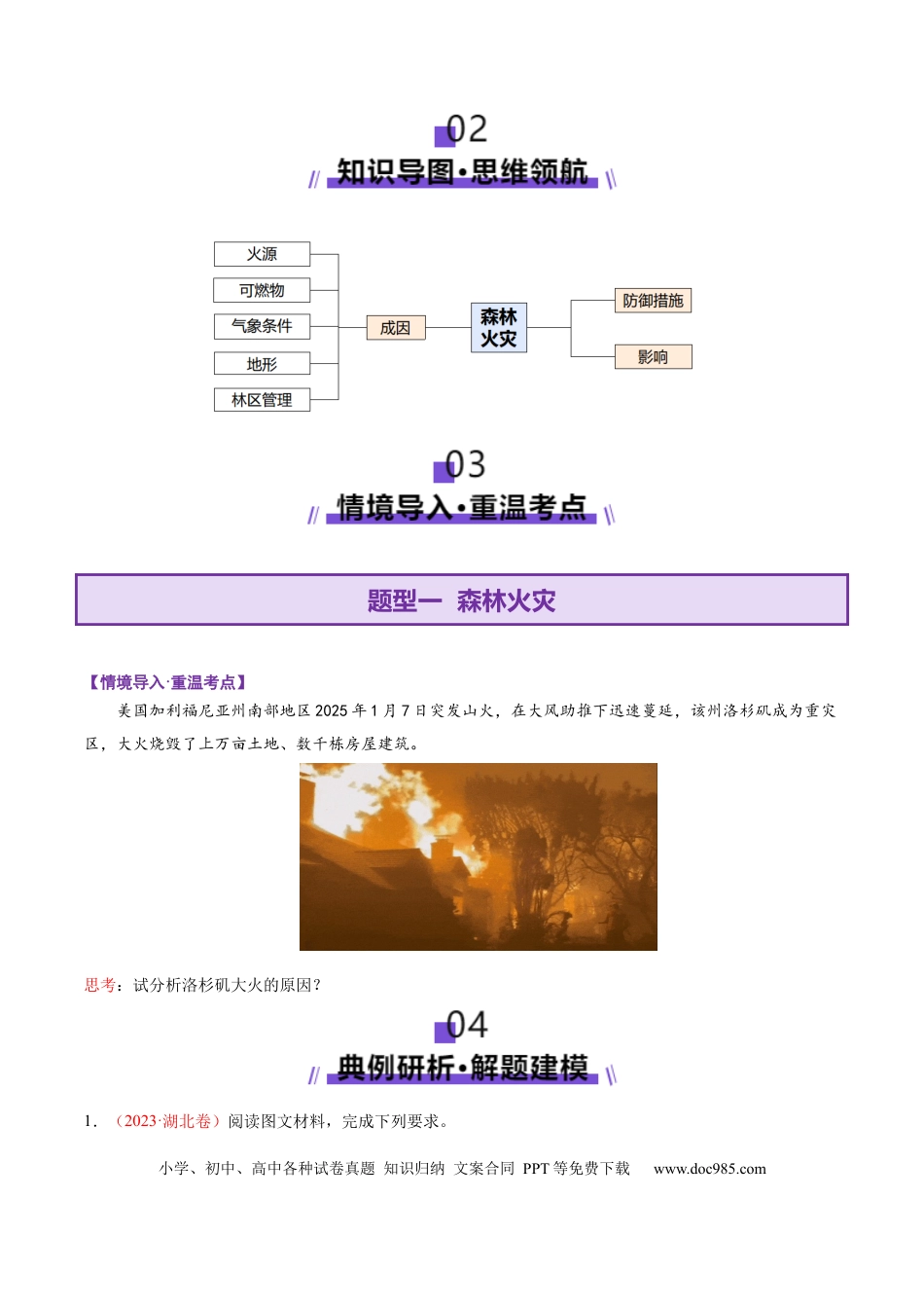 高中地理 微专题  森林火灾（原卷版）.docx