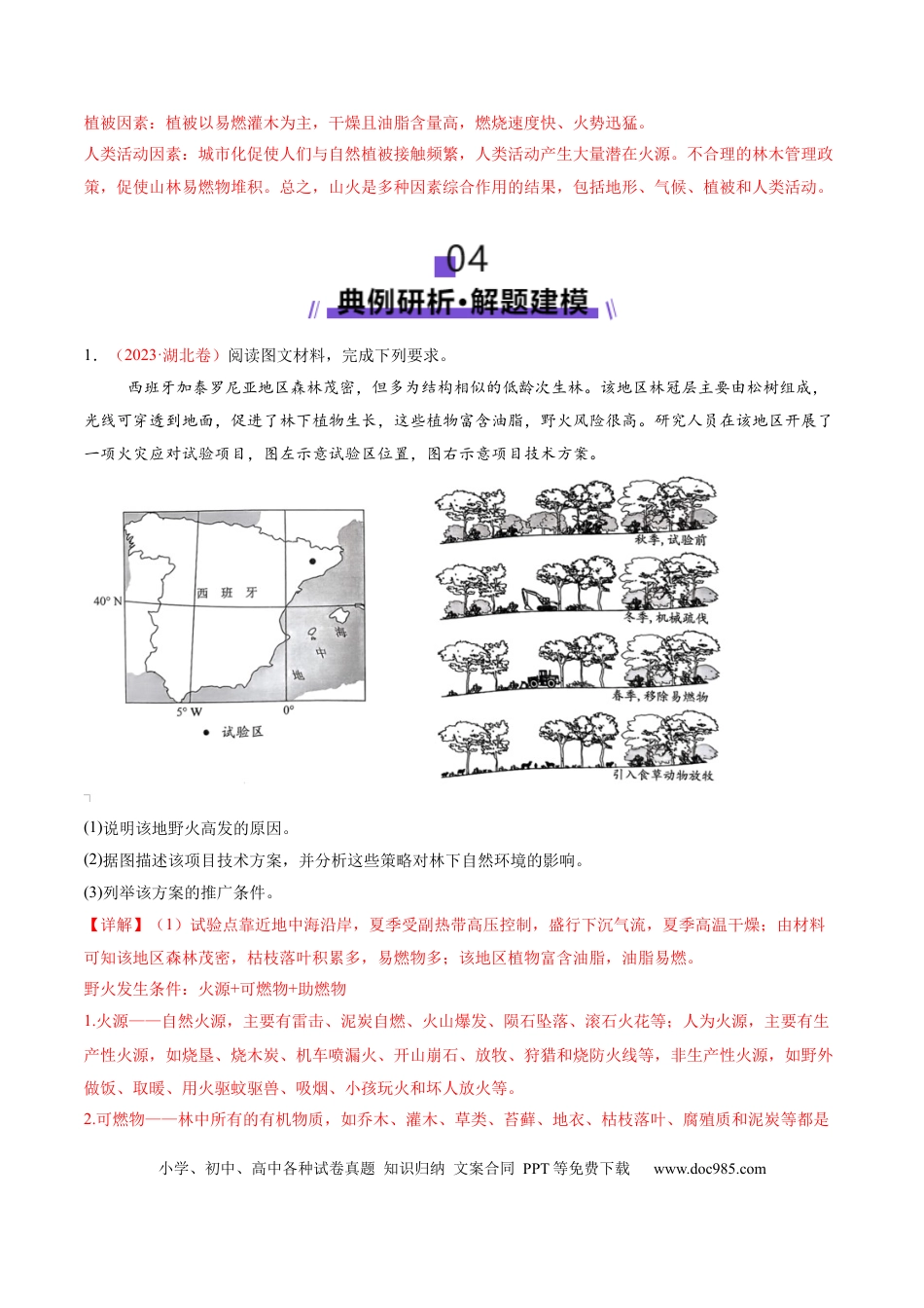 高中地理 微专题  森林火灾（解析版）.docx