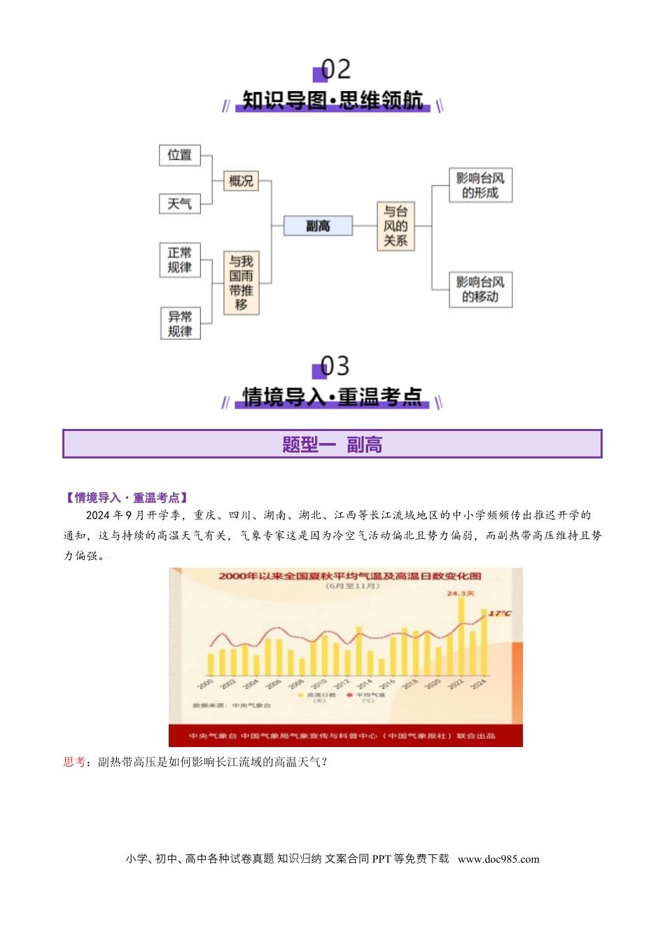 高中地理 微专题  副高（原卷版）.docx