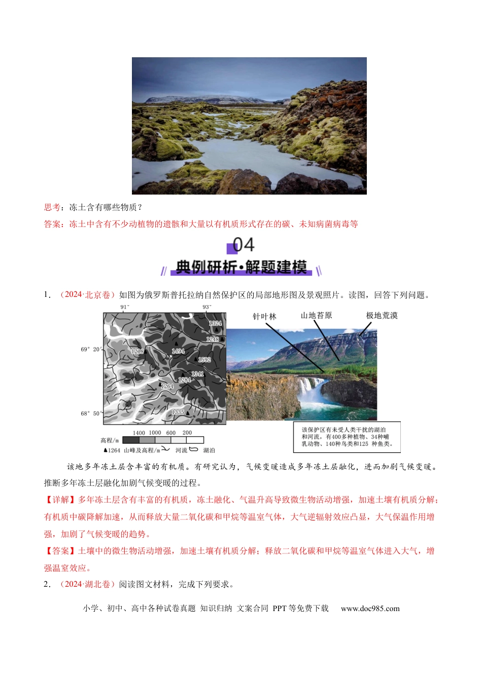 高中地理 微专题  冻土（解析版）.docx