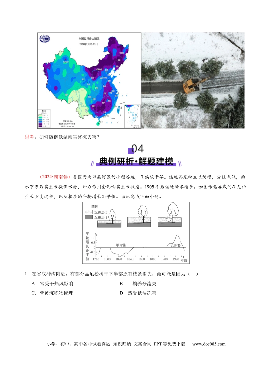 高中地理 微专题  冻害（寒潮、冻雨等）（原卷版）.docx