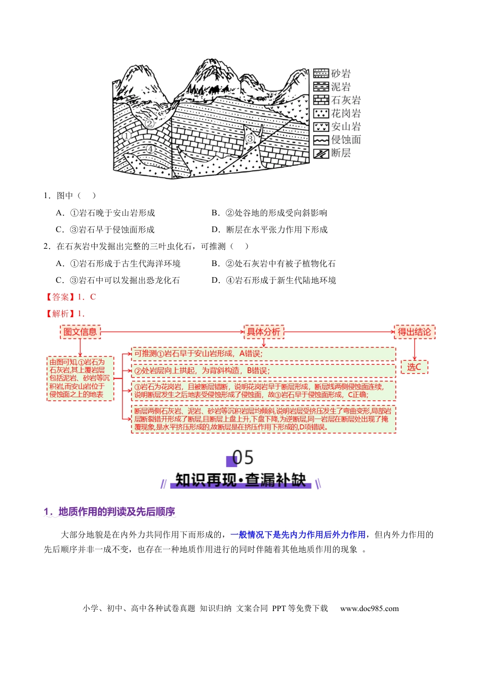 高中地理 微专题  地貌演化过程（解析版）.docx
