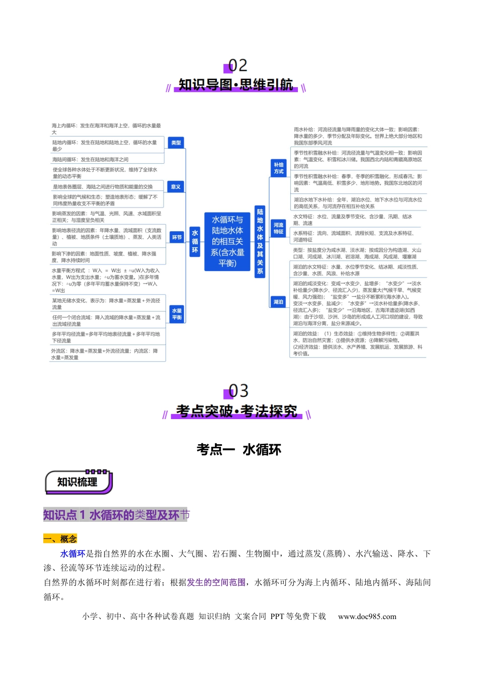 高中地理 第10讲 水循环与陆地水体的相互关系(含水量平衡)（解析版）.docx