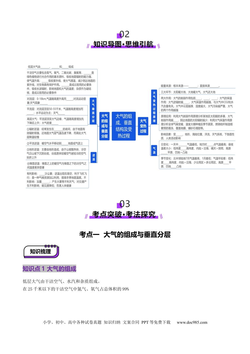 高中地理 第06讲 大气的组成、垂直结构及受热过程（原卷版）.docx