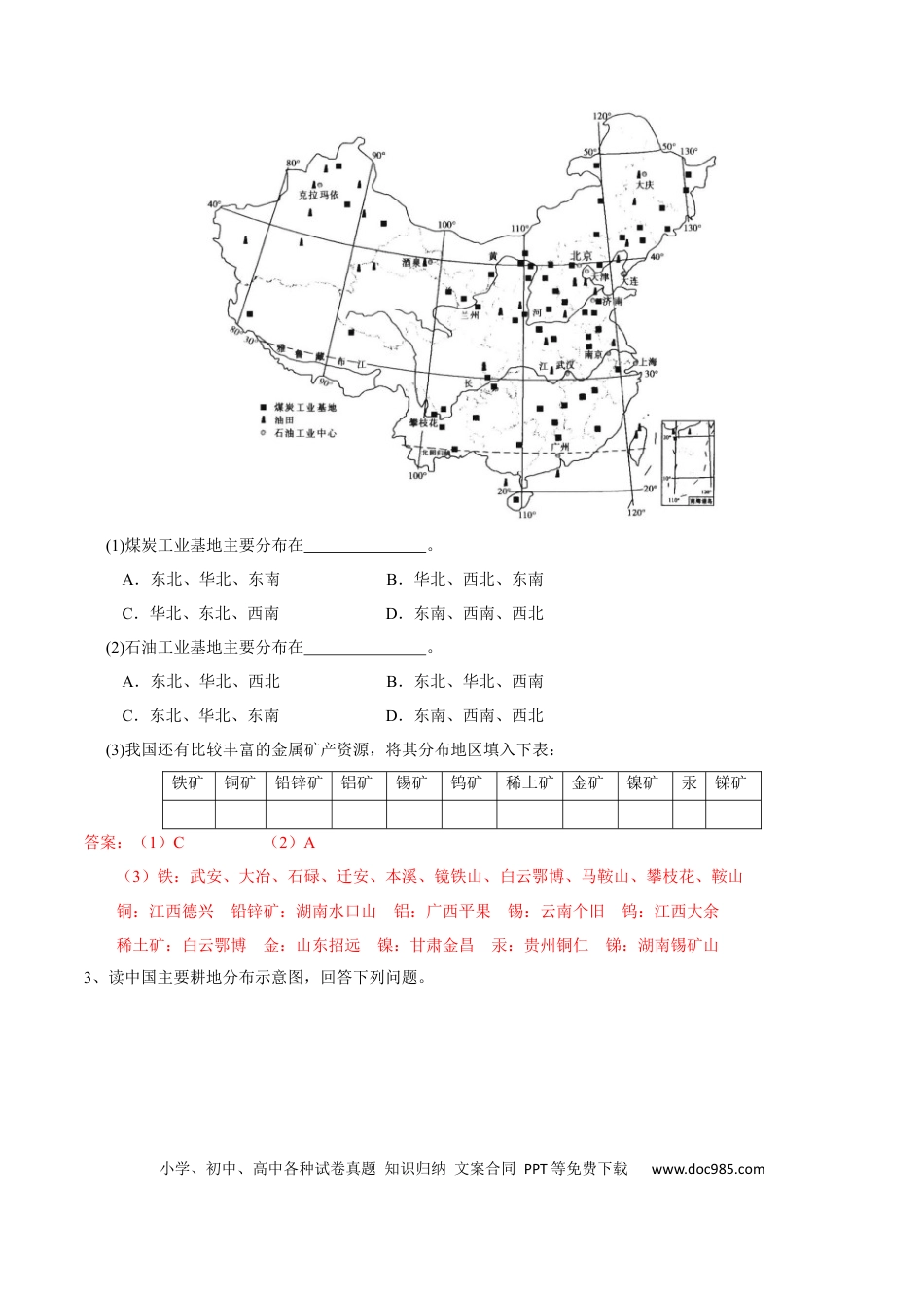 高中地理 识图训练05 中国的自然资源（解析版）.docx