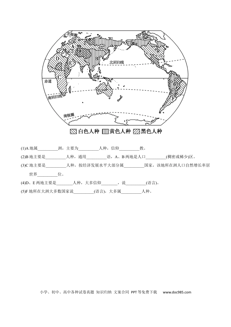 高中地理 识图训练04 世界的居民和聚落（原卷版）.docx