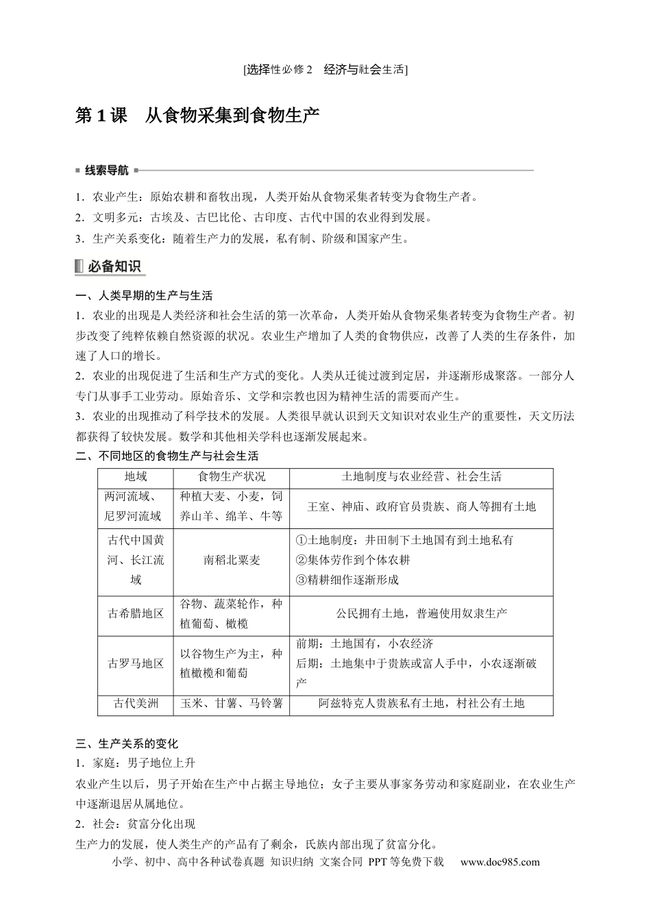 高中历史 高中历史《选择性必修2》综合复习知识清单.docx
