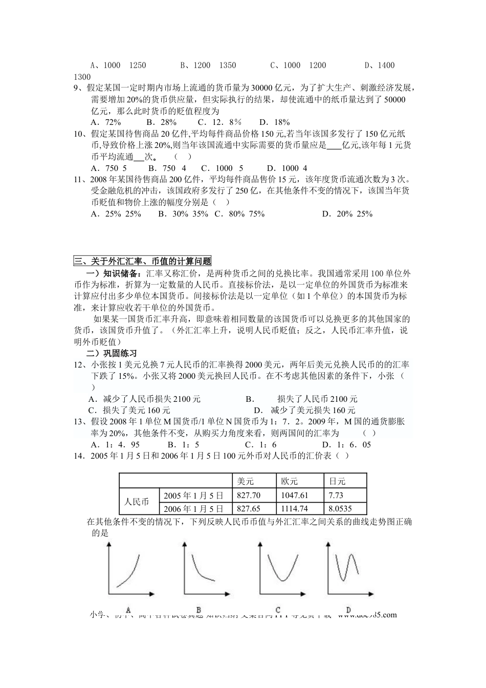 高中政治经济生活中常见计算题专题.doc