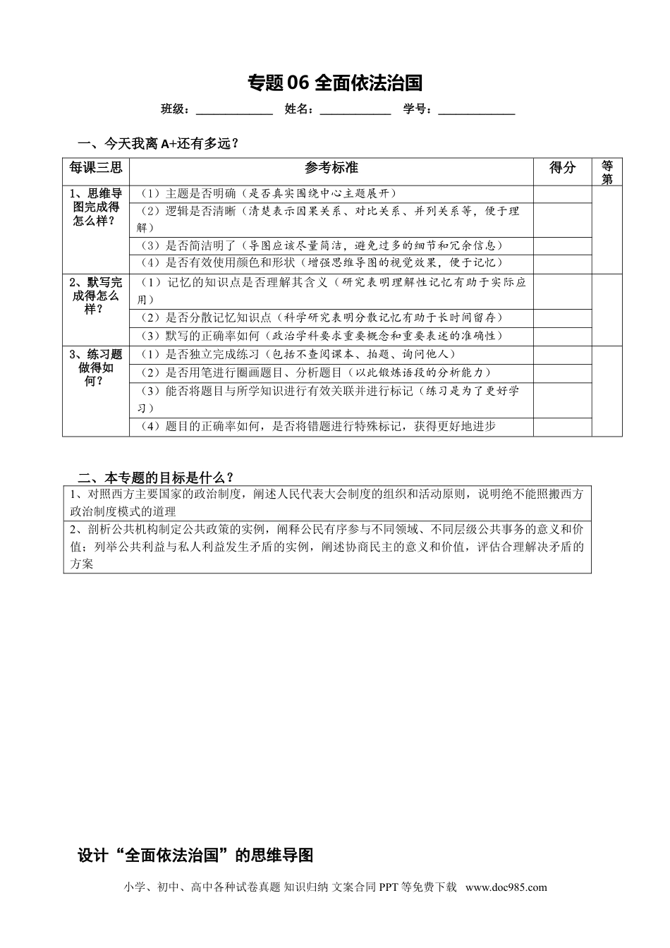 高中政治知识架构06 全面依法治国.doc
