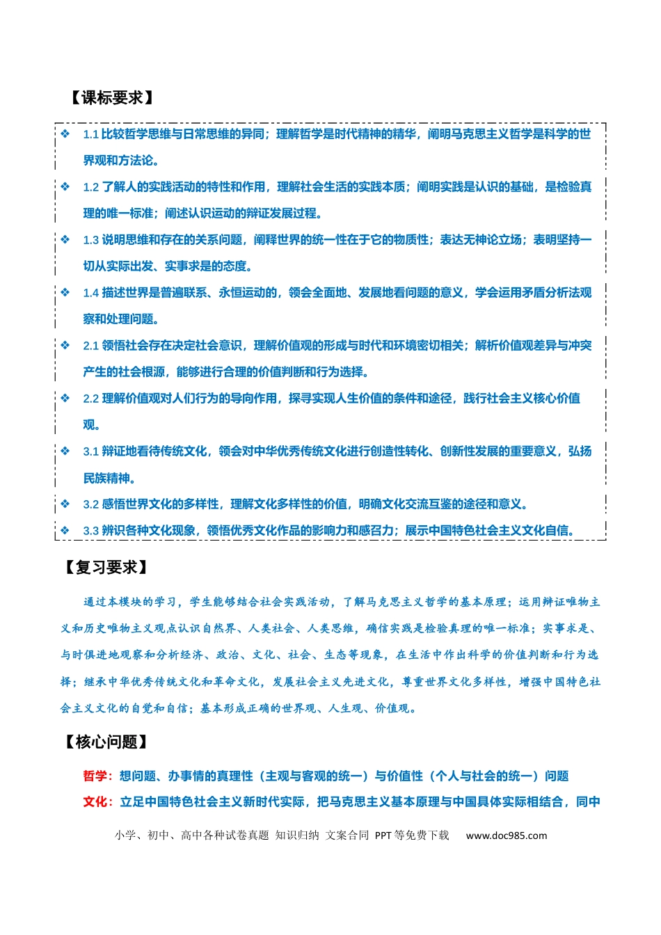 高中政治知识清单：必修四《哲学与文化》【知识清单】.docx