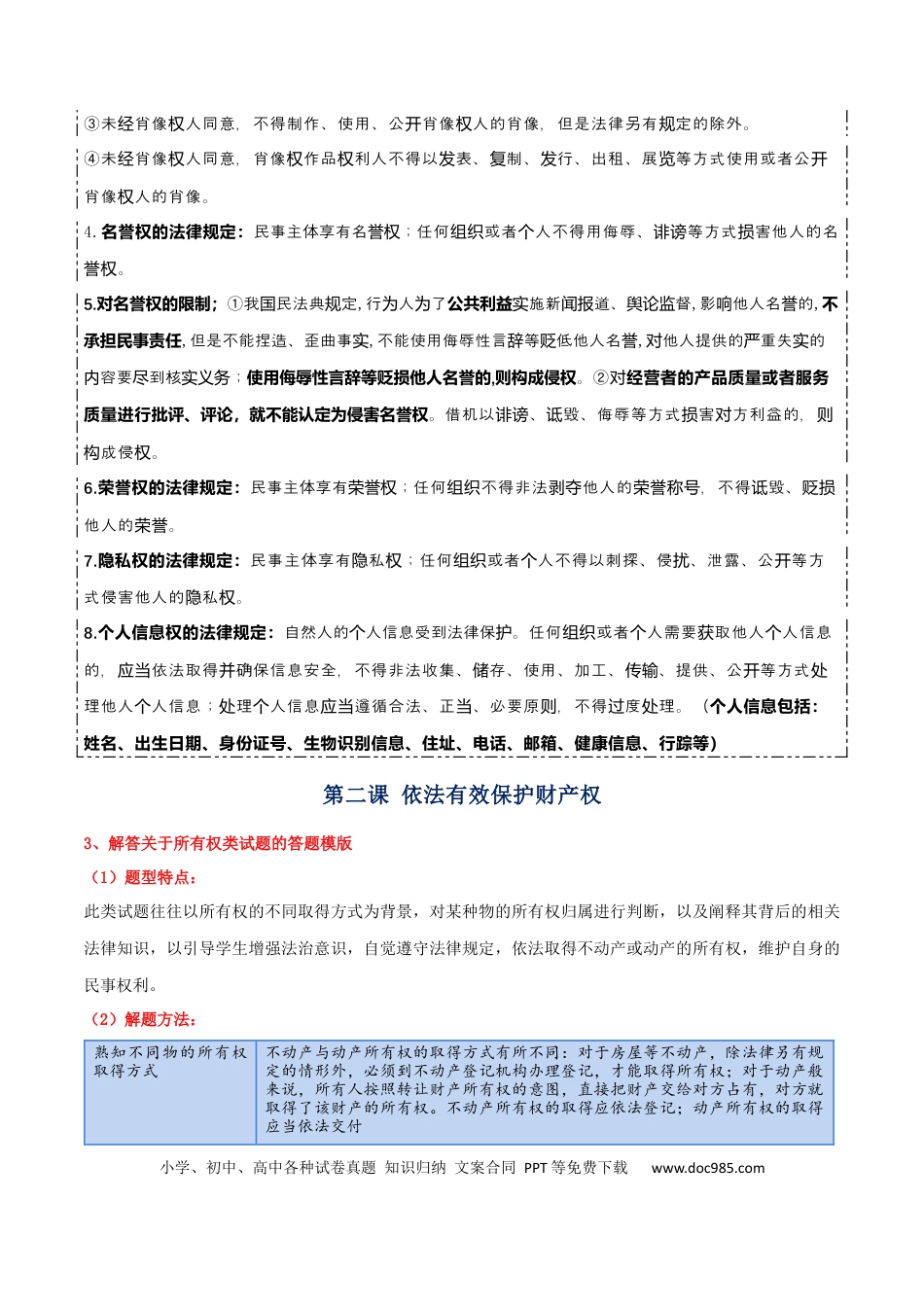 选择性必修2《法律与生活》【答题模板】.docx