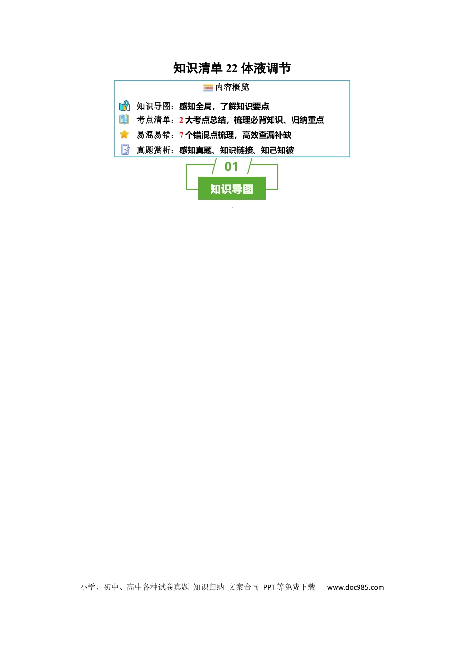 高中生物 知识清单22 体液调节（2大考点+7个易错点）.docx