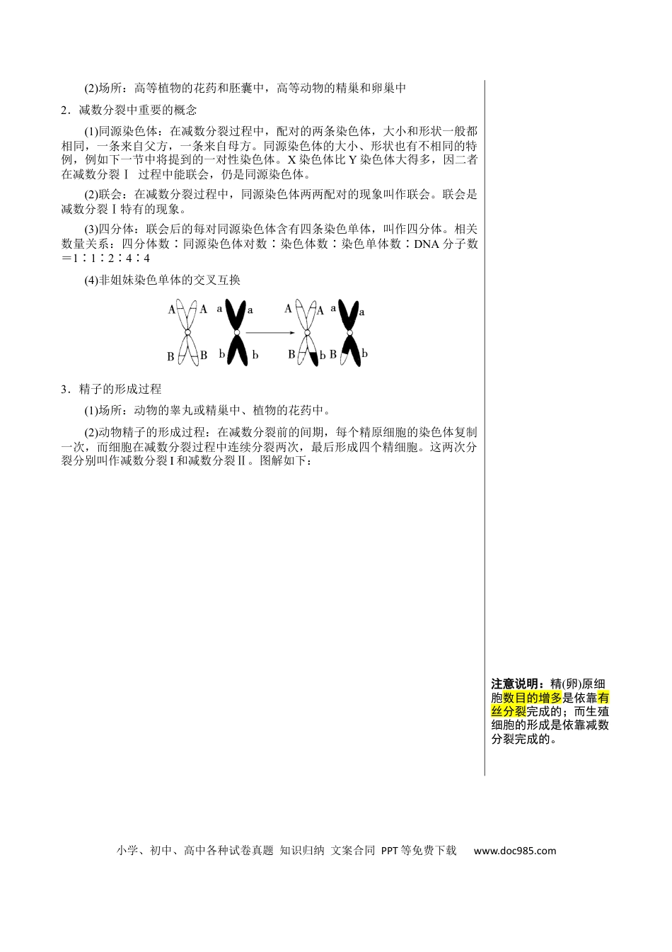 高中生物 知识清单10+减数分裂和受精作用（3大考点+4个易错点）.docx