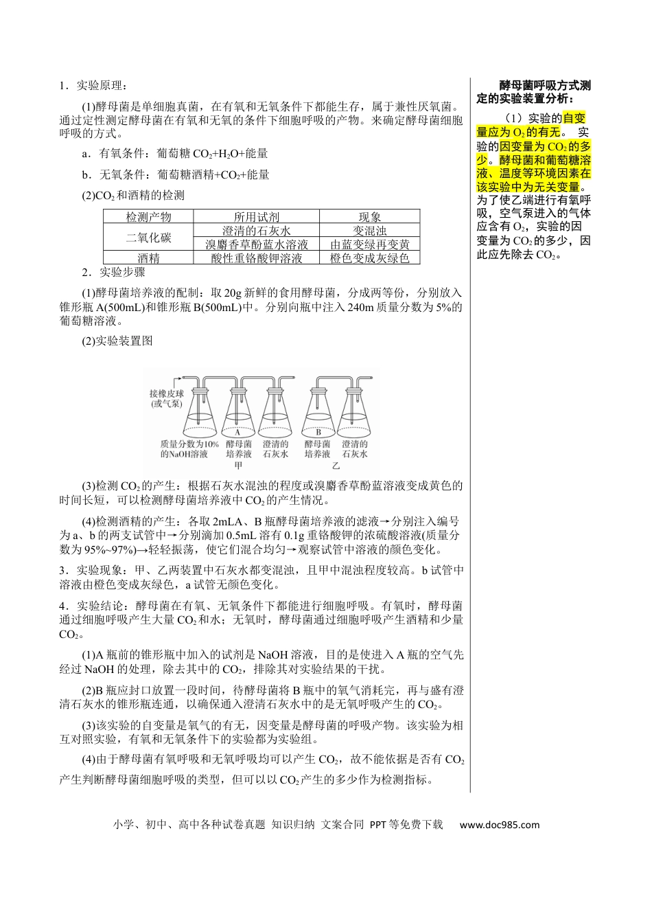 高中生物 知识清单06+呼吸作用（4大考点+5个易错点）.docx