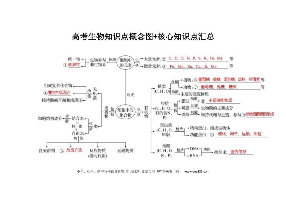 高中生物知识点概念图+核心知识点汇总.docx