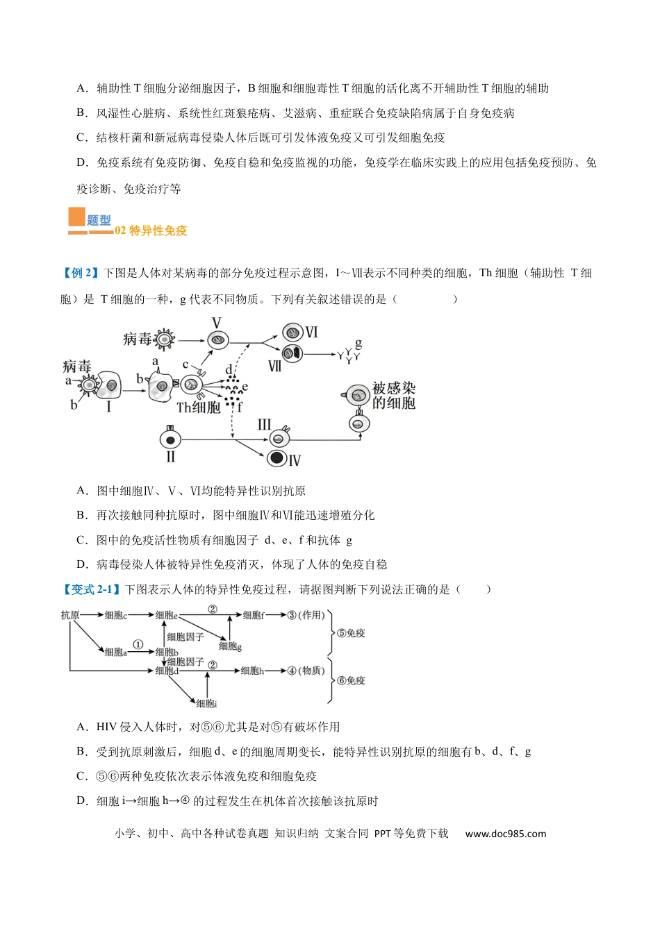 高中生物考点题型突破——专题14 免疫调节（4大题型）（原卷版）.docx