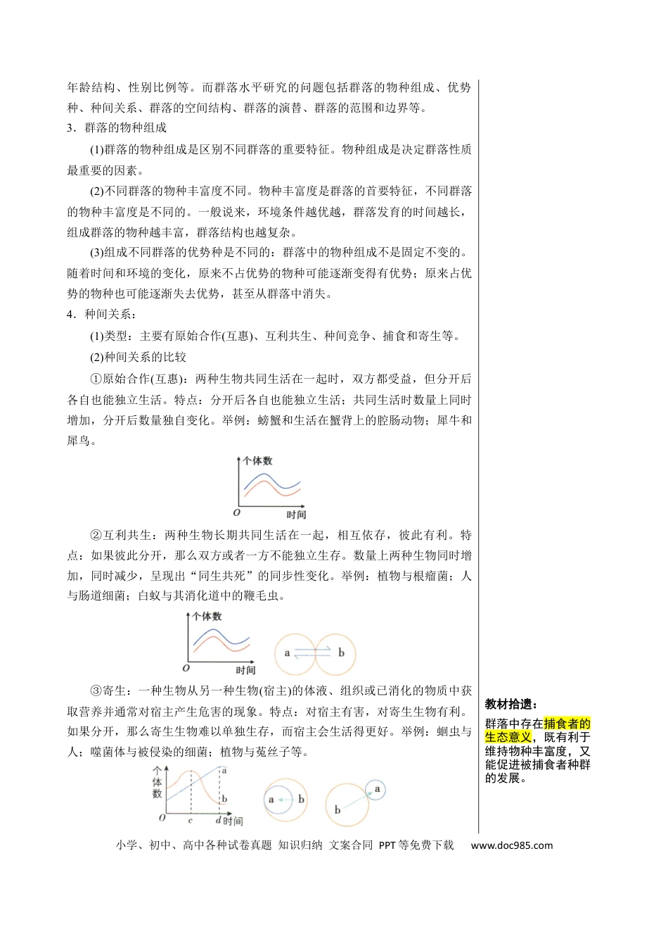 高中生物 知识清单28 群落及其演替（3大考点+5个易错点）.docx