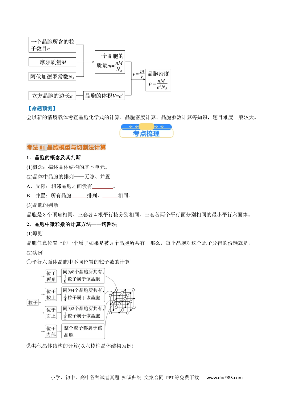 高中化学核心考点精讲精练43  晶胞计算-（原卷版）.docx