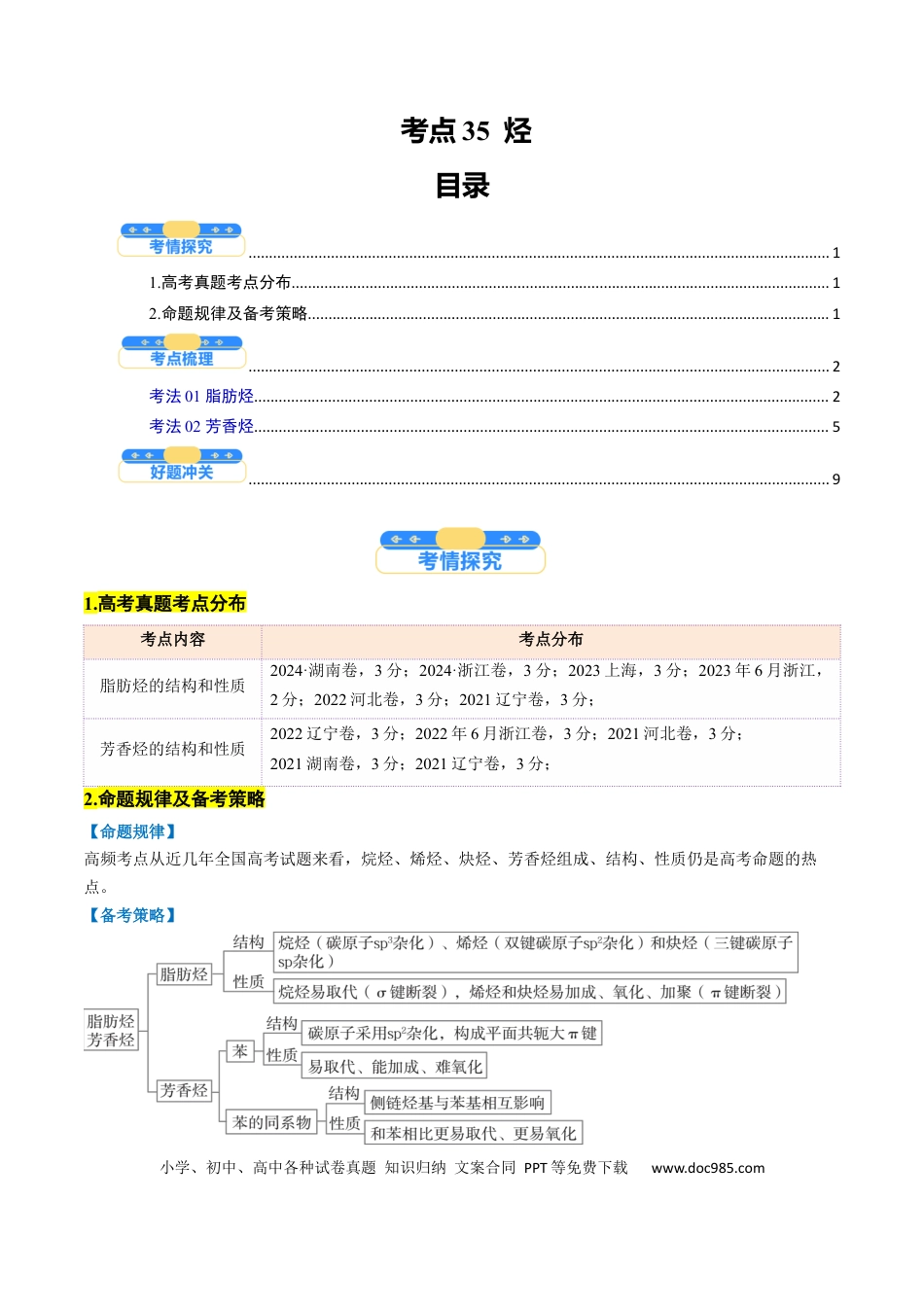 高中化学核心考点精讲精练35 烃-（原卷版）.docx