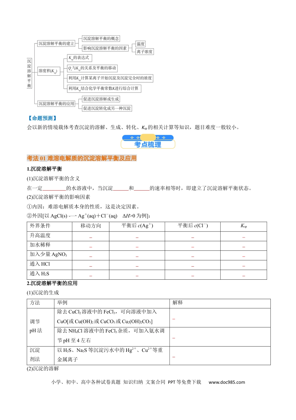 高中化学核心考点精讲精练32   沉淀溶解平衡-（原卷版）.docx