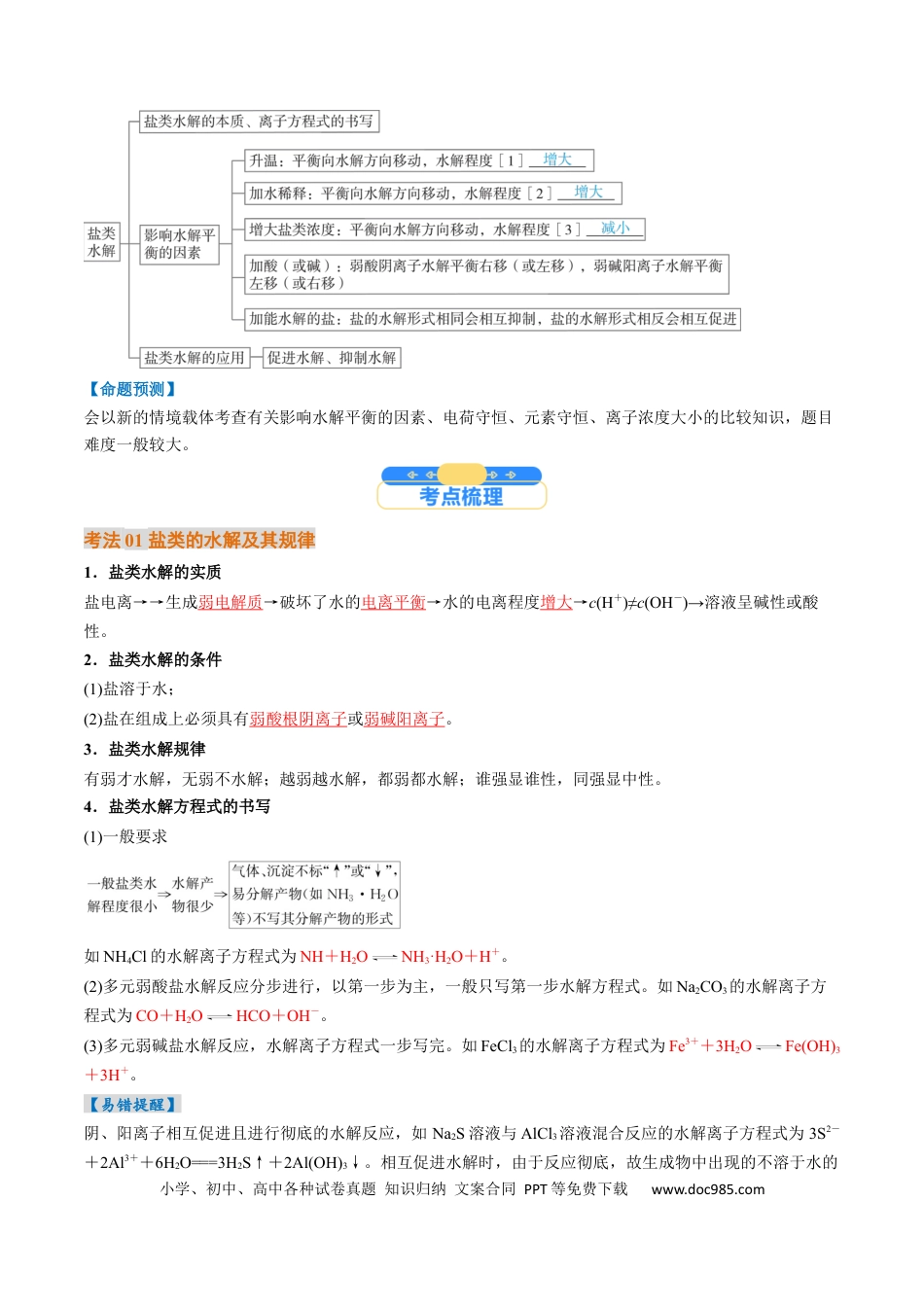 高中化学核心考点精讲精练31  盐类的水解-（解析版）.docx