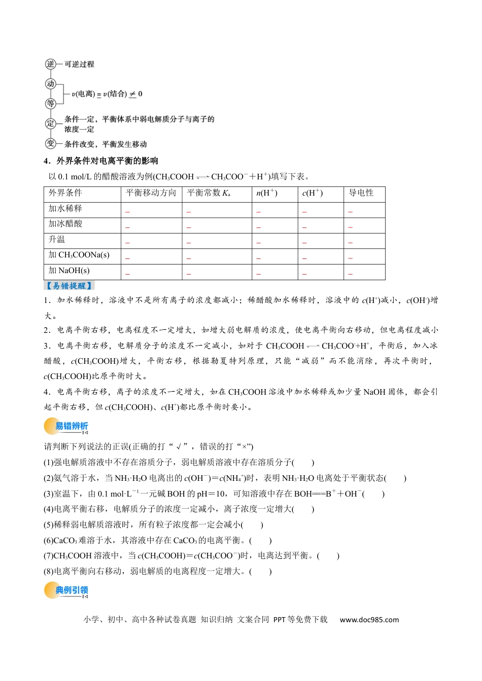 高中化学核心考点精讲精练29 电离平衡-（原卷版）.docx