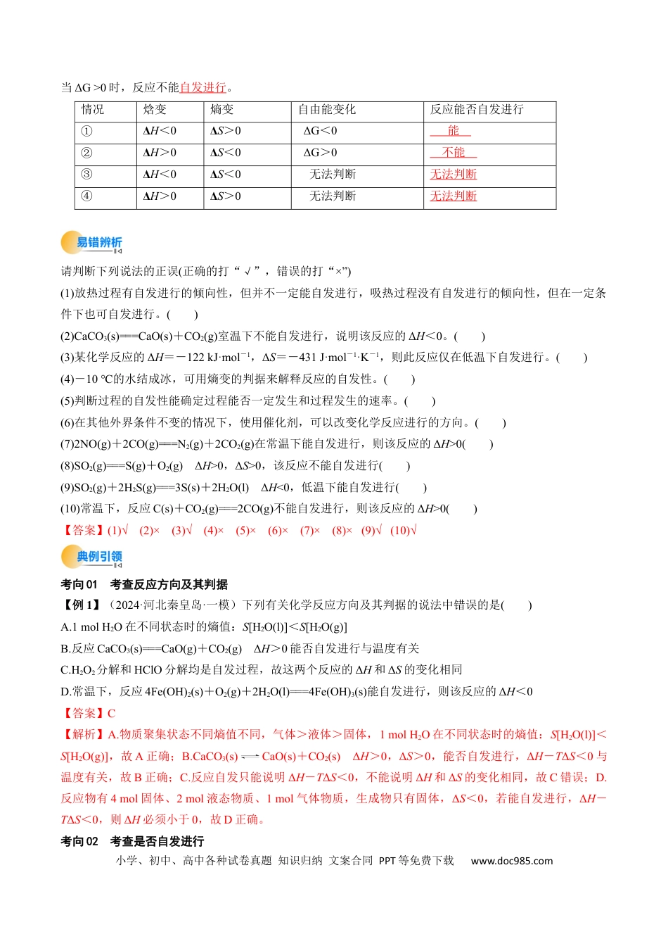 高中化学核心考点精讲精练28 化学反应的方向、化学反应的调控-（解析版）.docx