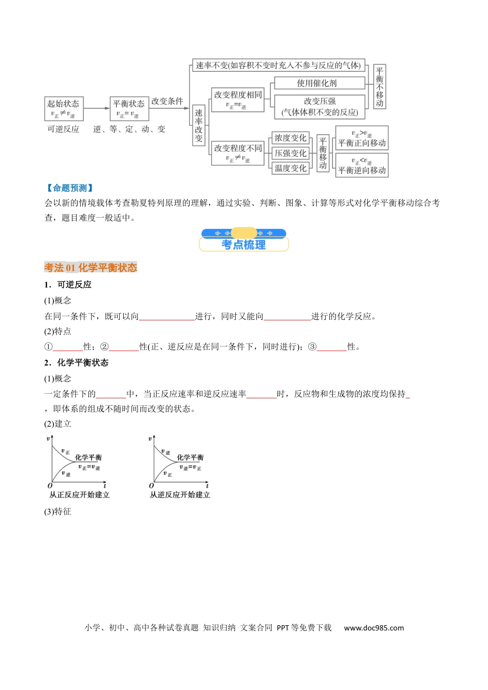 高中化学核心考点精讲精练26 化学平衡状态、化学平衡的移动-（原卷版）.docx