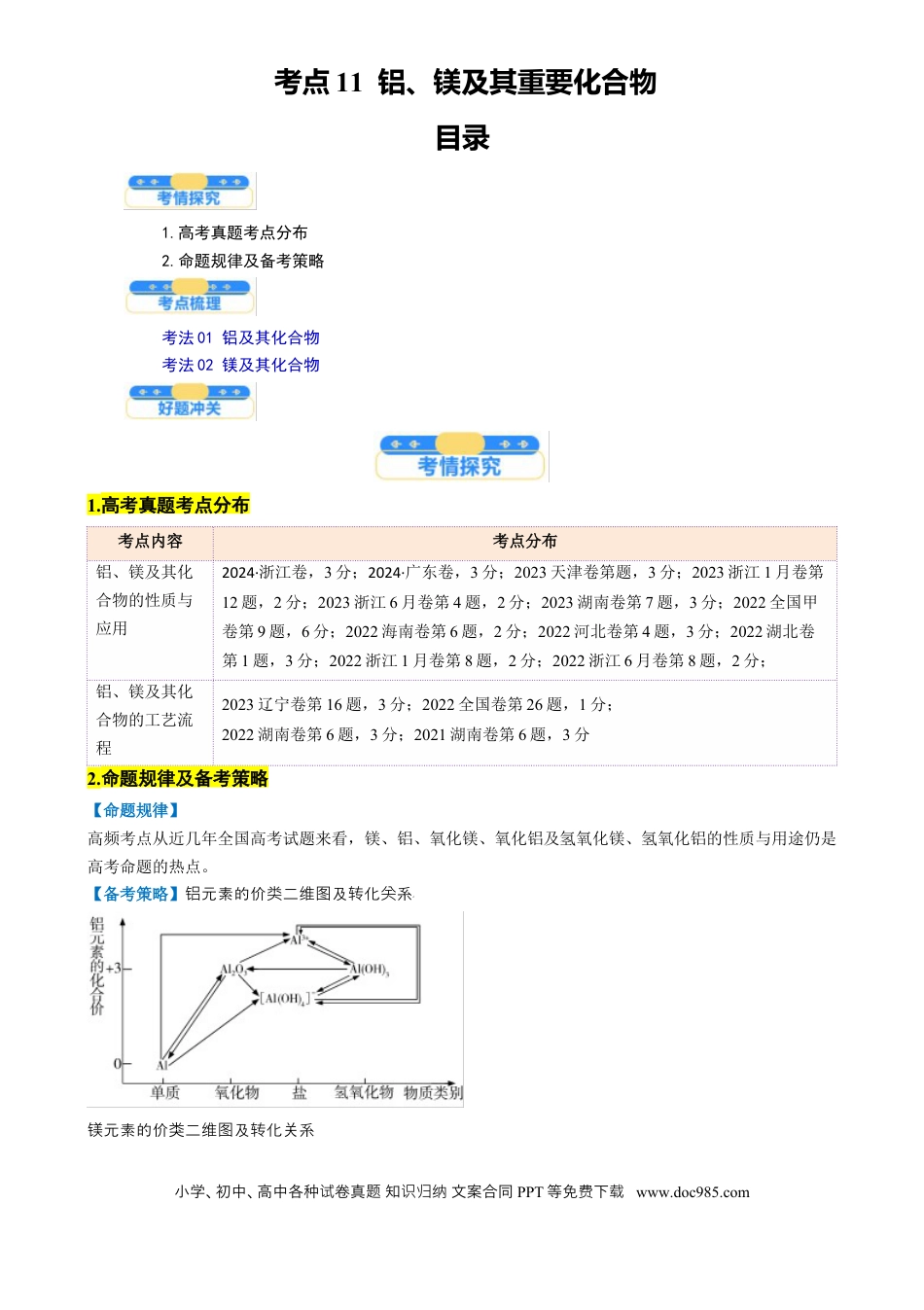 高中化学核心考点精讲精练11  铝及其重要化合物-（原卷版）.docx