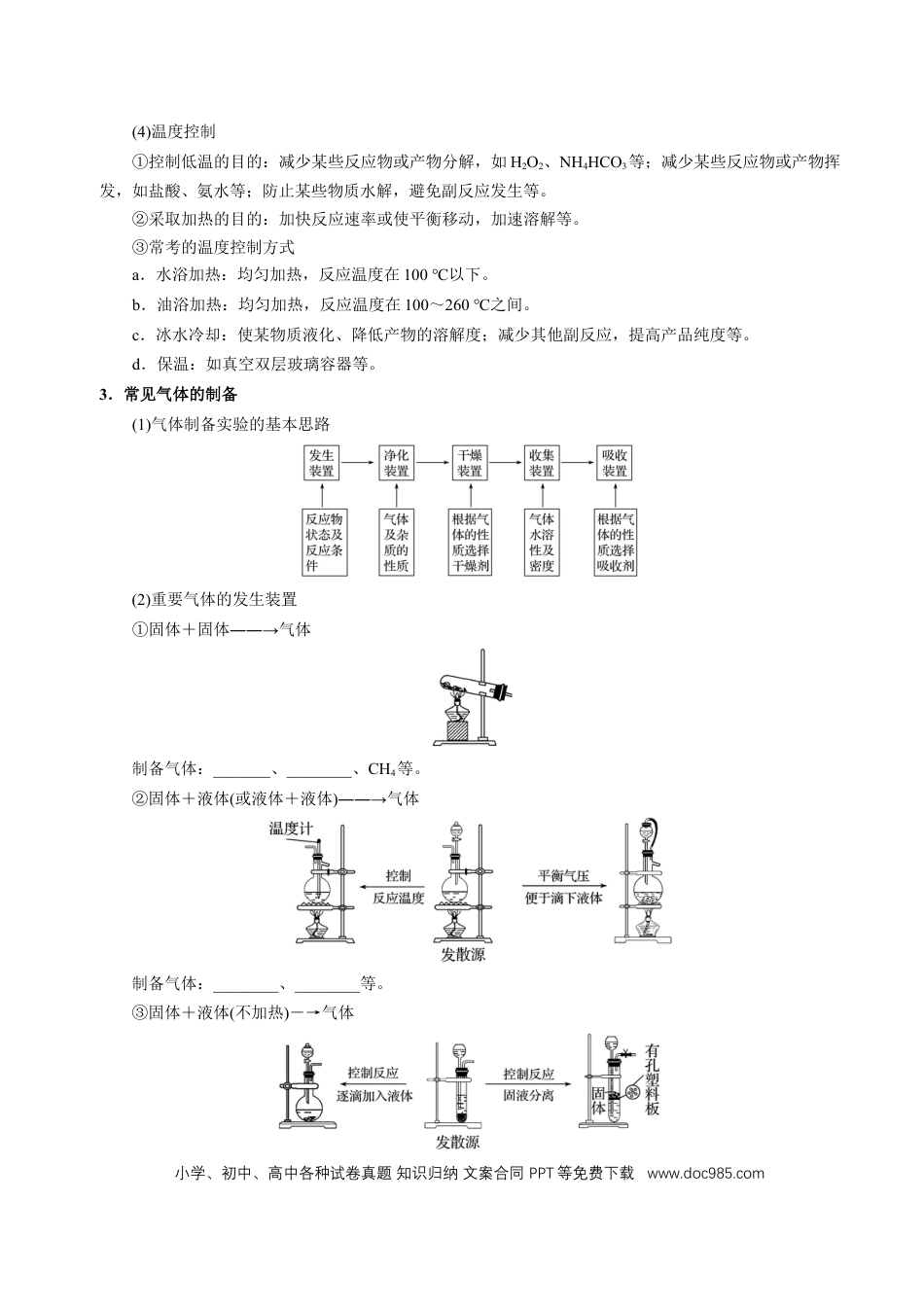高中化学知识清单32 常见物质的制备-（原卷版）.docx