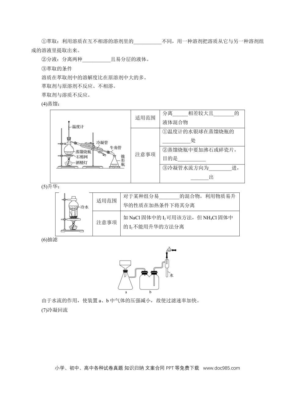 高中化学知识清单31 物质的分离、提纯与鉴别-（原卷版）.docx