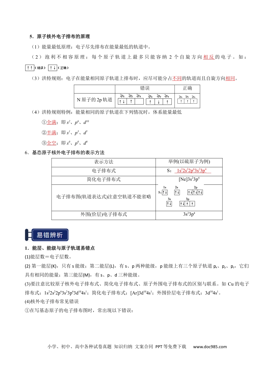 高中化学知识清单14 原子结构与性质（解析版） .docx