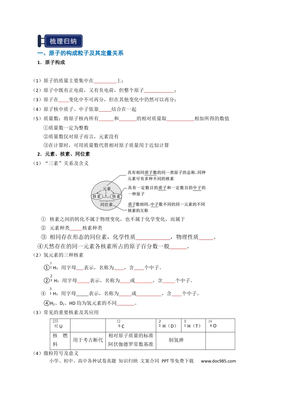 高中化学知识清单13 元素周期表、元素周期律（原卷版）.docx