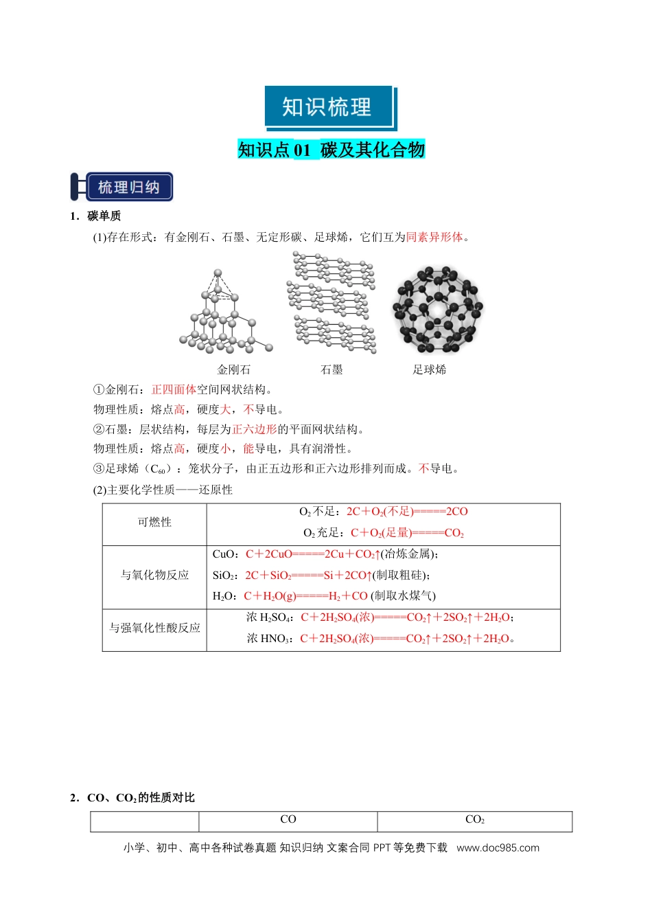 高中化学知识清单12 碳、硅及无机非金属材料-（解析版）.docx