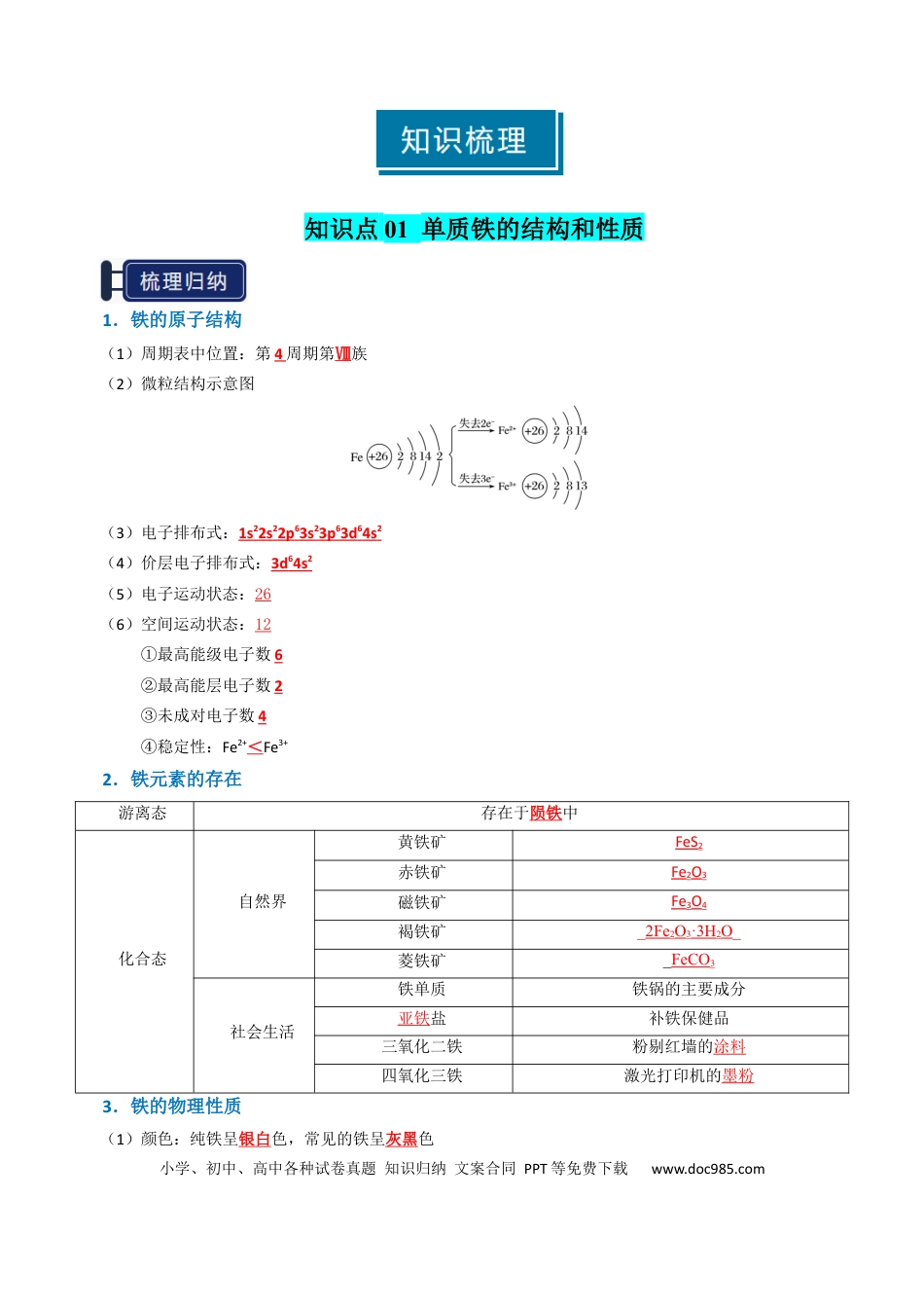 高中化学知识清单06 铁及其重要化合物（解析版）.docx