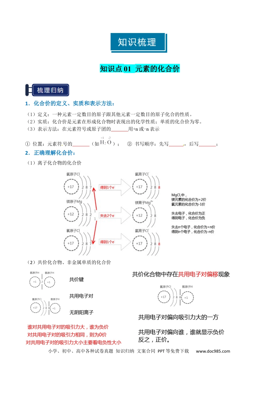 高中化学知识清单03 氧化还原反应（原卷版）.docx