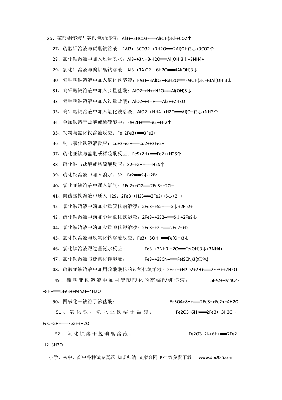 高中化学个常考的无机离子方程式总结 (1).docx