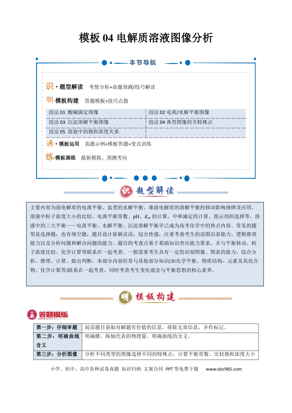 高中化学模板04 电解质溶液图像分析(原卷版).docx