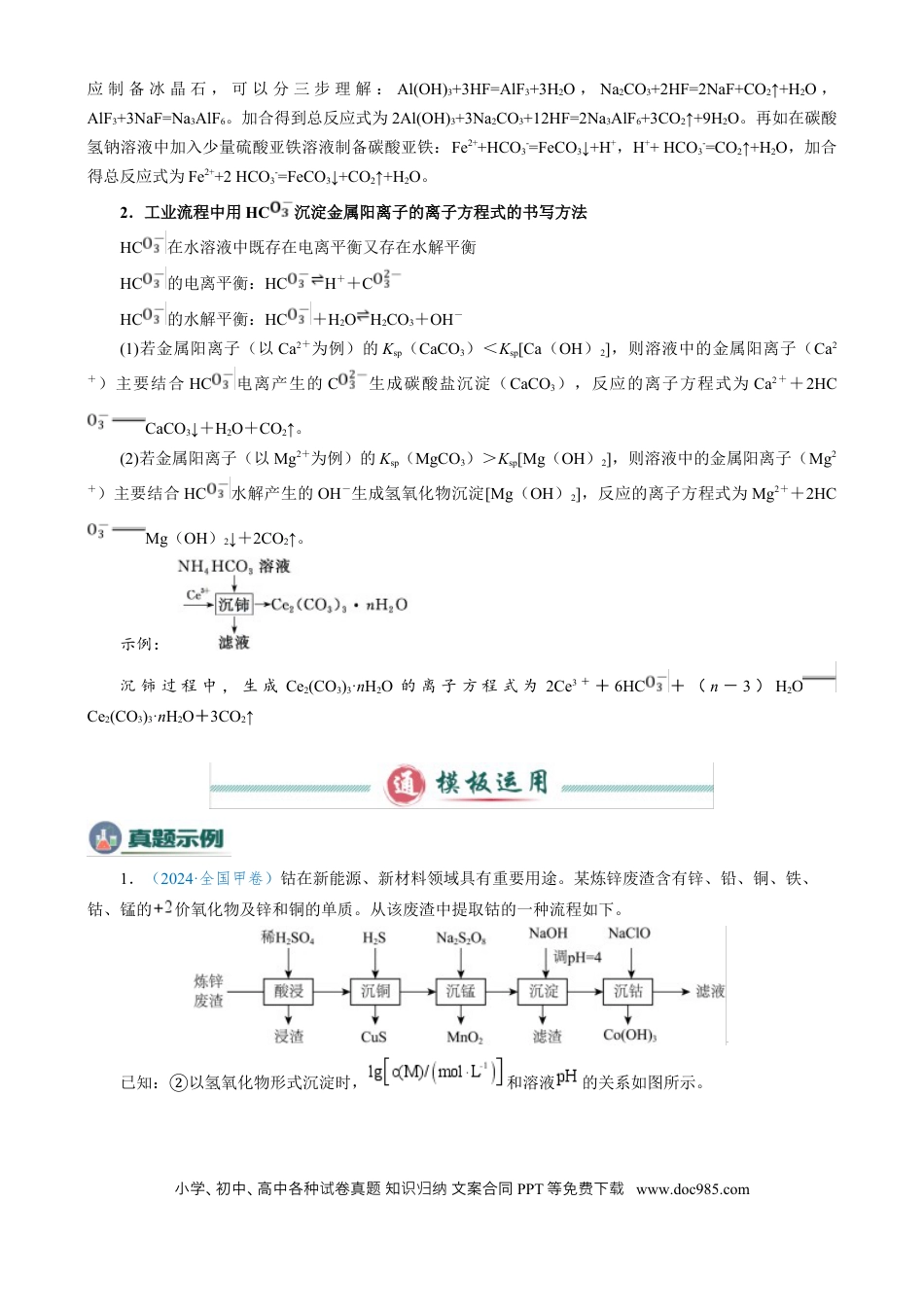 高中化学模板02 工艺流程中陌生方程式的书写(原卷版).docx