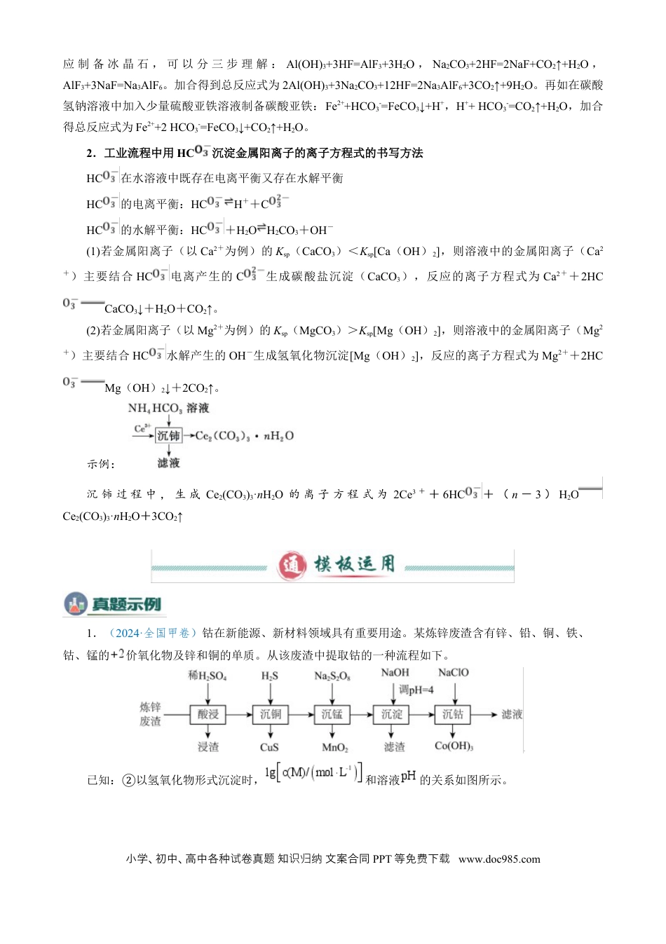 高中化学模板02 工艺流程中陌生方程式的书写(解析版).docx