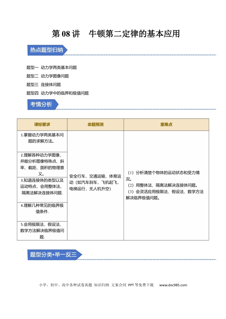 高中物理第08讲 牛顿第二定律的基本应用【四大题型】（举一反三）（解析版）.docx