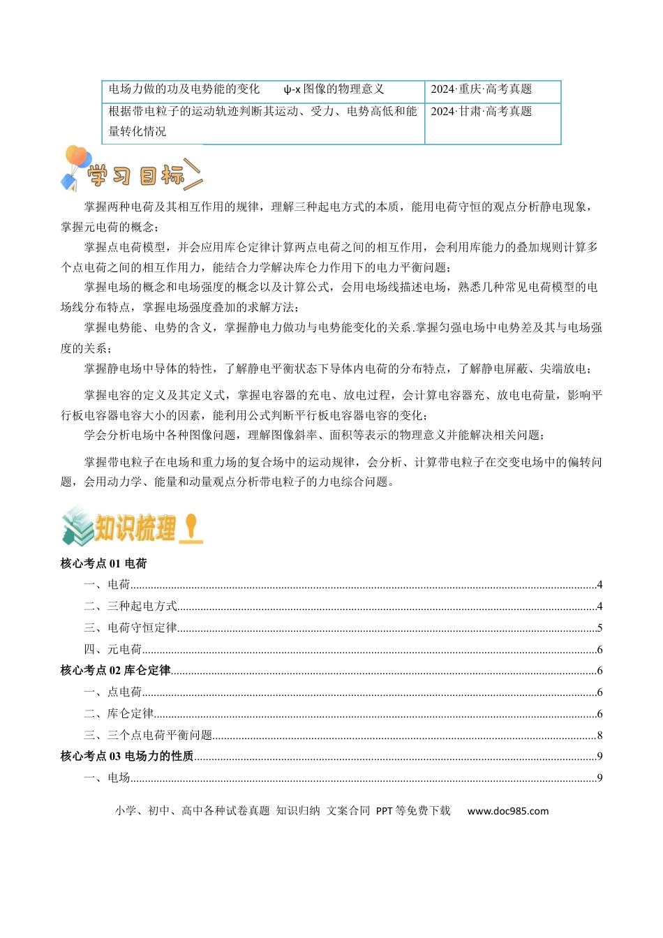 高中物理各专题核心考点梳理10  静电场（解析版）.docx