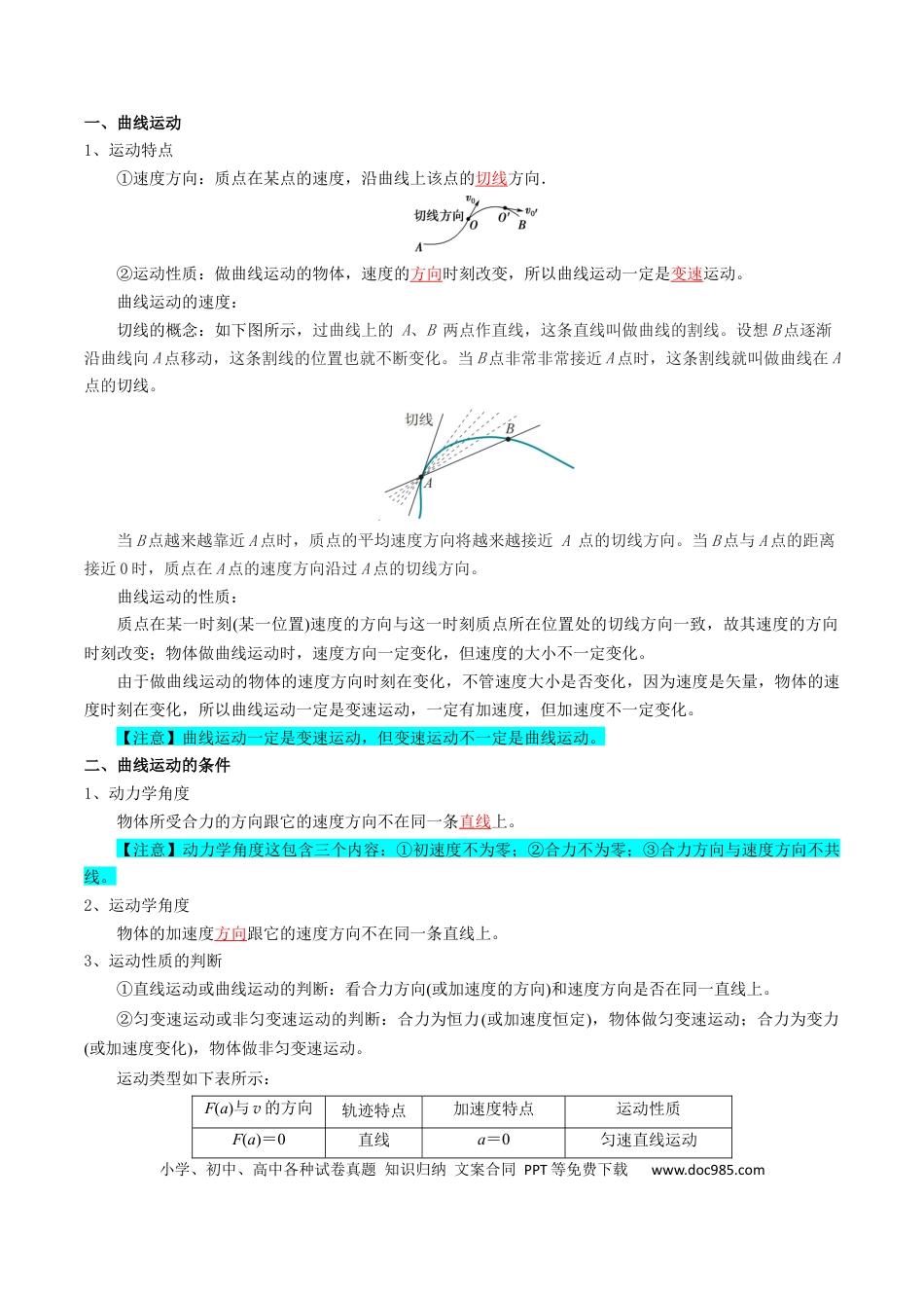 高中物理各专题核心考点梳理04  曲线运动（解析版）.docx