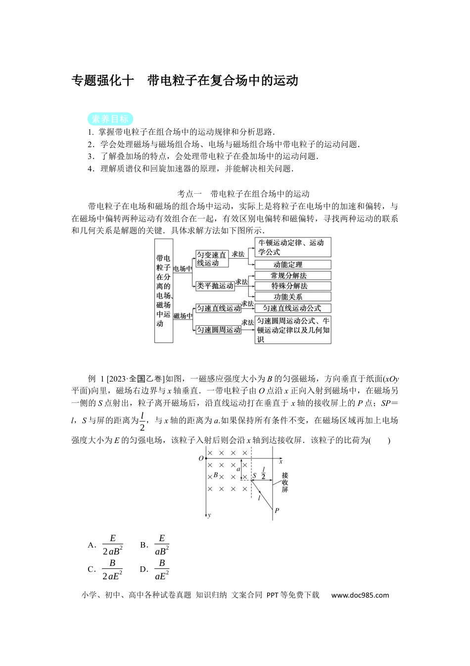 高中物理专题强化十带电粒子在复合场中的运动.docx
