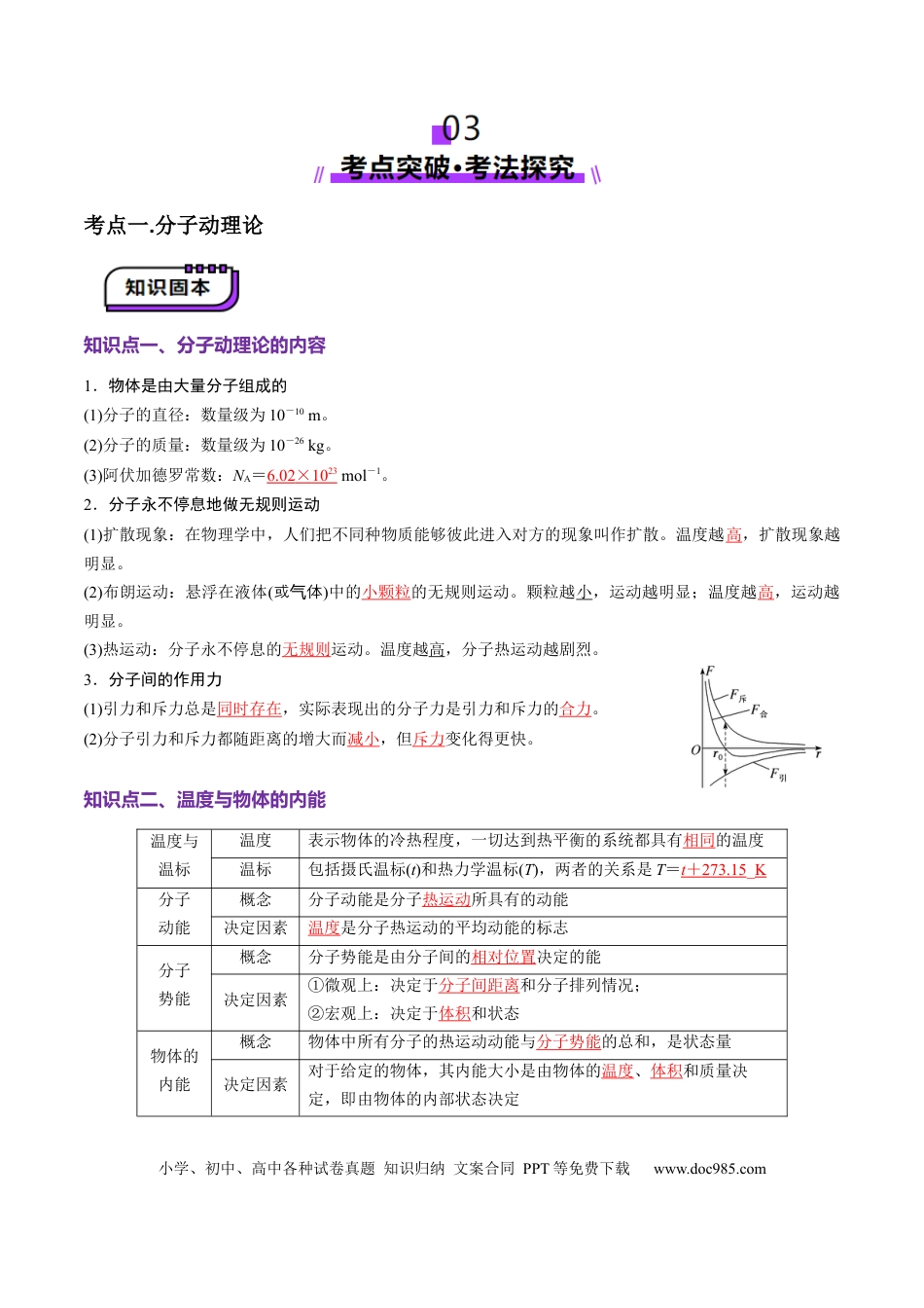 高中物理第63讲   热学基础（讲义）（解析版）.docx