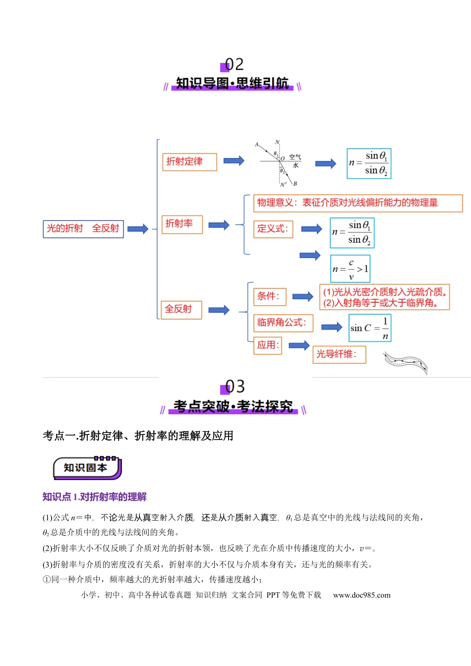 高中物理第60讲   光的折射全反射（讲义）（原卷版）.docx