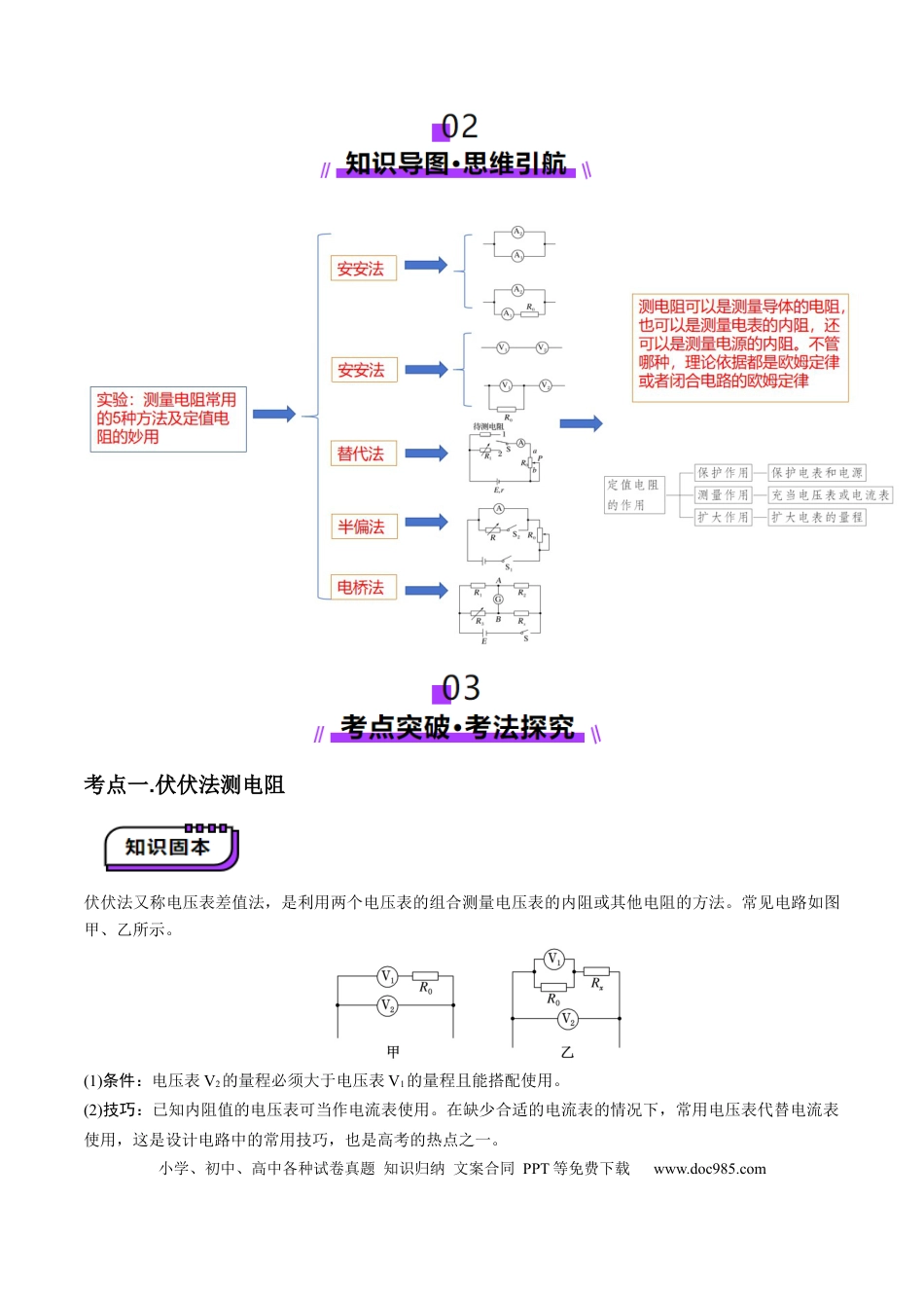 高中物理第45讲   创新思维--测量电阻常用的5种方法及定值电阻的妙用（讲义）（解析版）.docx